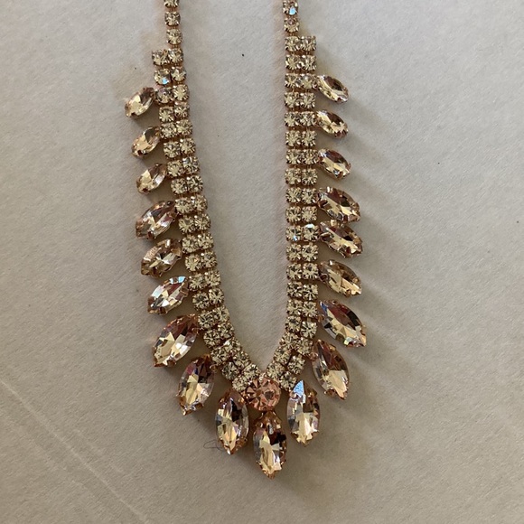 New! Icing brand Morganite Crystal Marquise Shaped Stone Tennis Chevron necklace - Picture 2 of 5